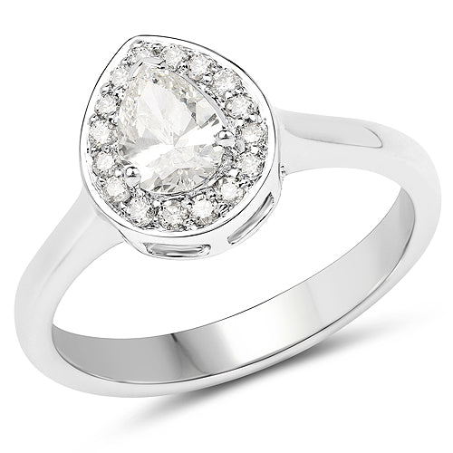 14K White Gold 0.64 Carat Genuine White Diamond Ring Bids.com