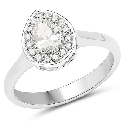 14K White Gold 0.64 Carat Genuine White Diamond Ring Bids.com