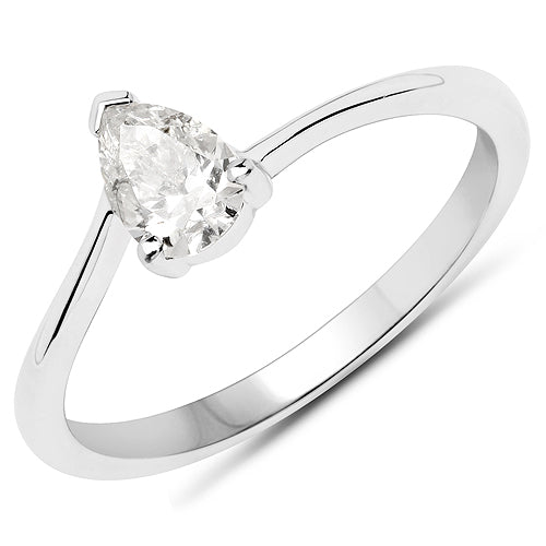 14K White Gold 0.50 Carat Genuine White Diamond Ring Bids.com
