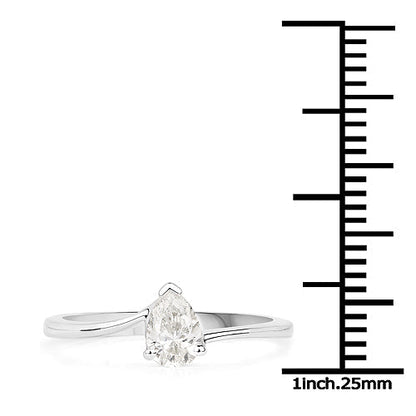 14K White Gold 0.50 Carat Genuine White Diamond Ring Bids.com