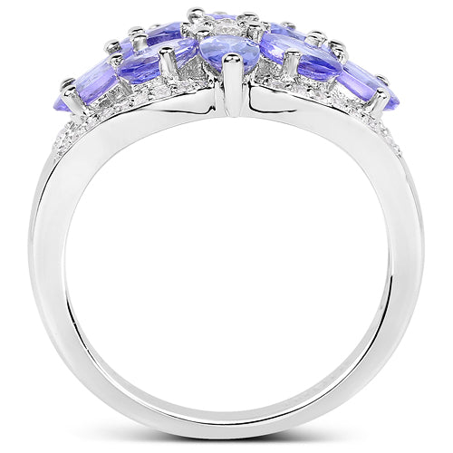 2.27 Carat Genuine Tanzanite and White Zircon .925 Sterling Silver Ring Bids.com