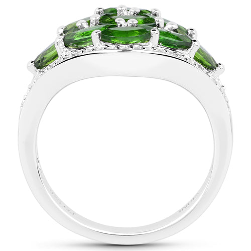 2.37 Carat Genuine Chrome Diopside and White Diamond .925 Sterling Silver Ring Bids.com