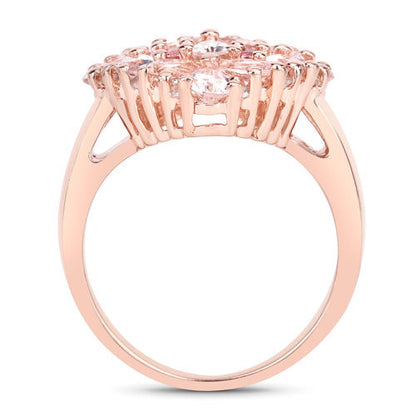"2.36 Carat Genuine Morganite, Pink Tourmaline and White Diamond .925 Sterling Silver Ring Bids.com