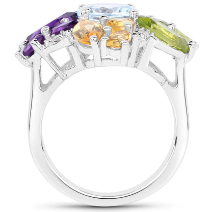 6.13 Carat Genuine Multi Stones .925 Sterling Silver Ring Bids.com