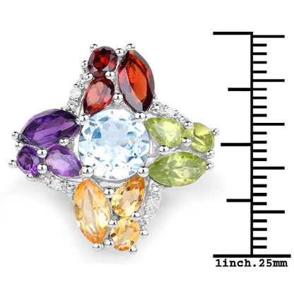 6.13 Carat Genuine Multi Stones .925 Sterling Silver Ring Bids.com