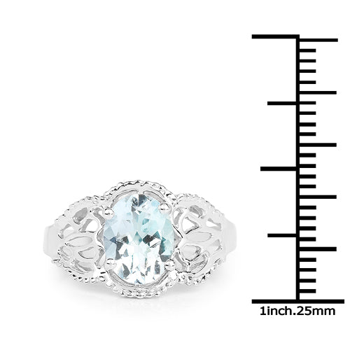 1.50 Carat Genuine Aquamarine .925 Sterling Silver Ring Bids.com