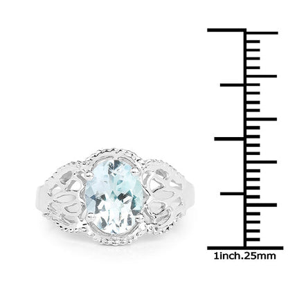 1.50 Carat Genuine Aquamarine .925 Sterling Silver Ring Bids.com