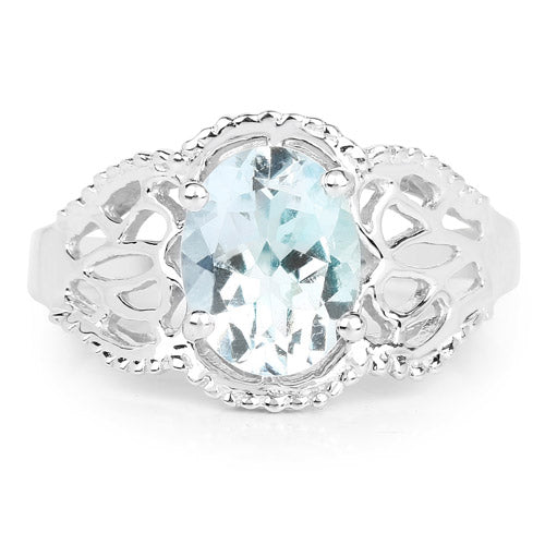 1.50 Carat Genuine Aquamarine .925 Sterling Silver Ring Bids.com