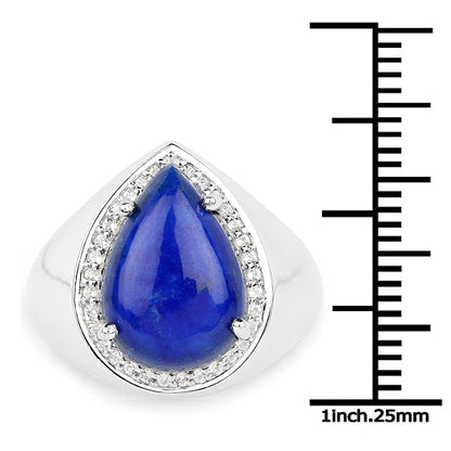 5.52 Carat Genuine Lapis and White Zircon .925 Sterling Silver Ring Bids.com