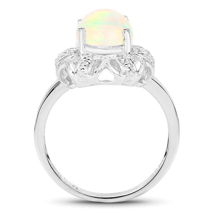 1.73 Carat Genuine Ethiopian Opal & White Topaz .925 Sterling Silver Ring Bids.com