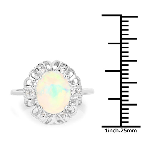 1.73 Carat Genuine Ethiopian Opal & White Topaz .925 Sterling Silver Ring Bids.com