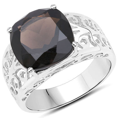 7.09 Carat Genuine Smoky Quartz .925 Sterling Silver Ring Bids.com