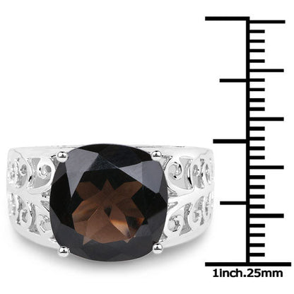 7.09 Carat Genuine Smoky Quartz .925 Sterling Silver Ring Bids.com