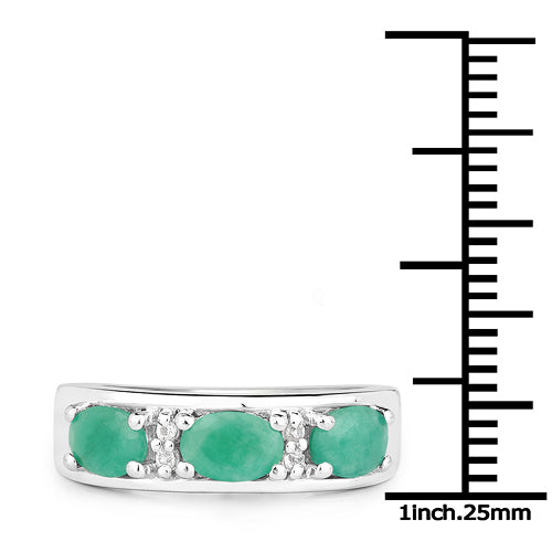 1.38 Carat Genuine Emerald and White Topaz .925 Sterling Silver Ring Bids.com
