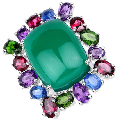 26.67 Carat Genuine Multi Stones .925 Sterling Silver Ring Bids.com