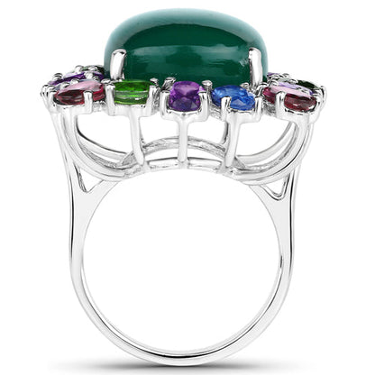 26.67 Carat Genuine Multi Stones .925 Sterling Silver Ring Bids.com