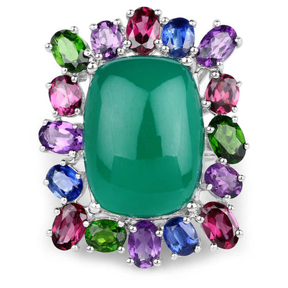 26.67 Carat Genuine Multi Stones .925 Sterling Silver Ring Bids.com