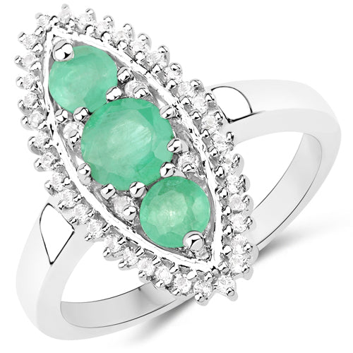 3.52 Carat Genuine Zambian Emerald and White Topaz .925 Sterling Silver 3 Piece Jewelry Set (Ring, Earrings, and Pendant w/ Chain) Bids.com