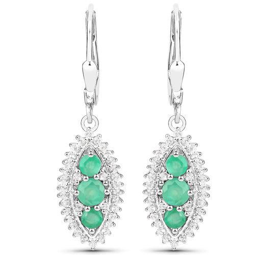 3.52 Carat Genuine Zambian Emerald and White Topaz .925 Sterling Silver 3 Piece Jewelry Set (Ring, Earrings, and Pendant w/ Chain) Bids.com