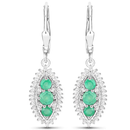 3.52 Carat Genuine Zambian Emerald and White Topaz .925 Sterling Silver 3 Piece Jewelry Set (Ring, Earrings, and Pendant w/ Chain) Bids.com