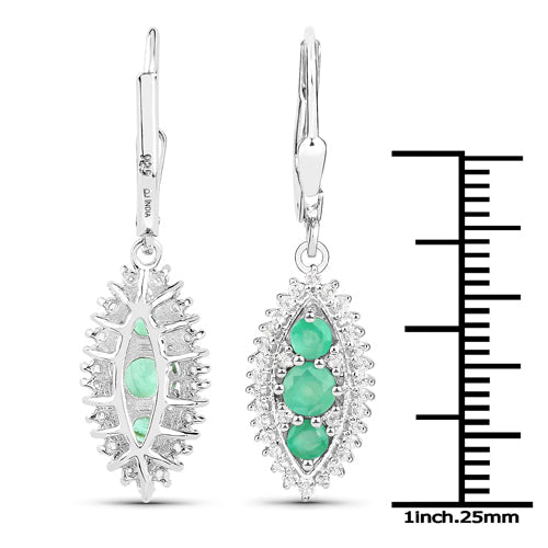 3.52 Carat Genuine Zambian Emerald and White Topaz .925 Sterling Silver 3 Piece Jewelry Set (Ring, Earrings, and Pendant w/ Chain) Bids.com