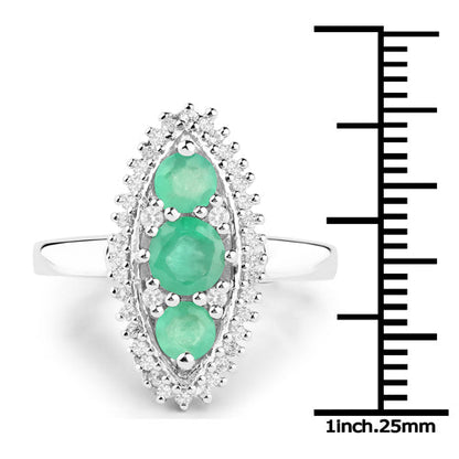 3.52 Carat Genuine Zambian Emerald and White Topaz .925 Sterling Silver 3 Piece Jewelry Set (Ring, Earrings, and Pendant w/ Chain) Bids.com