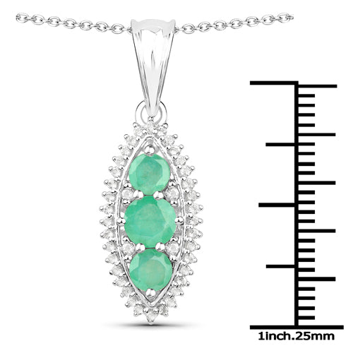 3.52 Carat Genuine Zambian Emerald and White Topaz .925 Sterling Silver 3 Piece Jewelry Set (Ring, Earrings, and Pendant w/ Chain) Bids.com