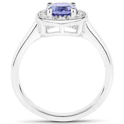 1.51 Carat Genuine Tanzanite and White Topaz .925 Sterling Silver ring Bids.com
