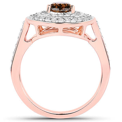 1.64 Carat Genuine Chocolate Brown Diamond and White Diamond 18K Rose Gold Ring Bids.com