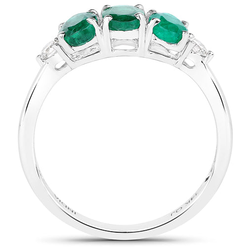 1.14 Carat Genuine Zambian Emerald and White Diamond 14K White Gold Ring Bids.com