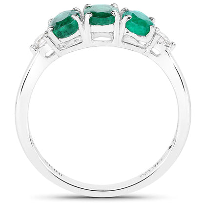 1.14 Carat Genuine Zambian Emerald and White Diamond 14K White Gold Ring Bids.com
