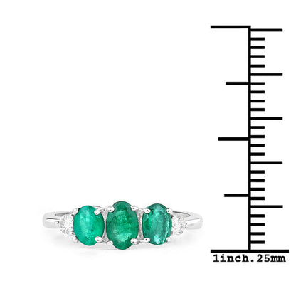 1.14 Carat Genuine Zambian Emerald and White Diamond 14K White Gold Ring Bids.com