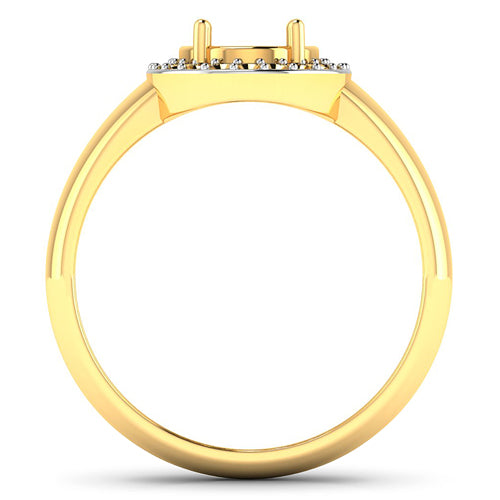 0.22 Carat Genuine White Diamond 14K Yellow Gold Semi Mount Ring - holds 9x7mm Oval Gemstone Bids.com