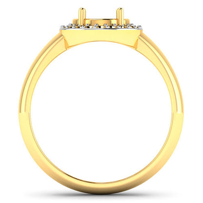 0.22 Carat Genuine White Diamond 14K Yellow Gold Semi Mount Ring - holds 9x7mm Oval Gemstone Bids.com