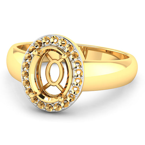 0.22 Carat Genuine White Diamond 14K Yellow Gold Semi Mount Ring - holds 9x7mm Oval Gemstone Bids.com