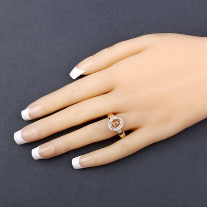 0.22 Carat Genuine White Diamond 14K Yellow Gold Semi Mount Ring - holds 9x7mm Oval Gemstone Bids.com