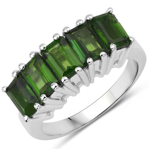 3.25 Carat Genuine Chrome Diopside .925 Sterling Silver Ring Bids.com