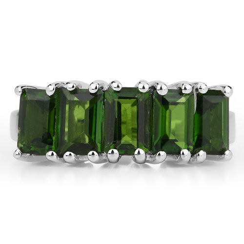 3.25 Carat Genuine Chrome Diopside .925 Sterling Silver Ring Bids.com