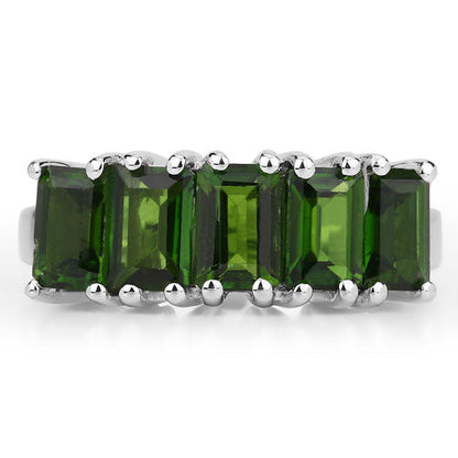 3.25 Carat Genuine Chrome Diopside .925 Sterling Silver Ring Bids.com