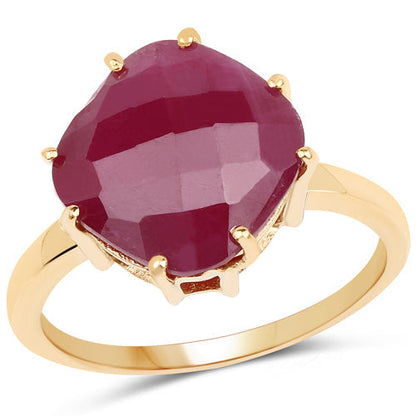 14K Yellow Gold Plated 8.95 Carat Glass Filled Ruby .925 Sterling Silver Ring Bids.com