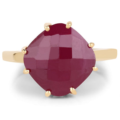 14K Yellow Gold Plated 8.95 Carat Glass Filled Ruby .925 Sterling Silver Ring Bids.com