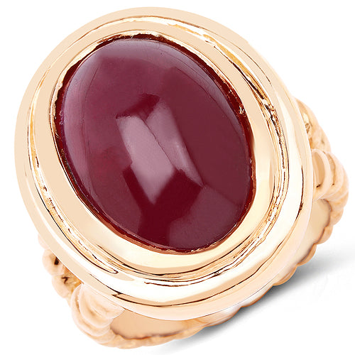 14K Rose Gold Plated 17.60 Carat Genuine Glass Filled Ruby .925 Sterling Silver Ring Bids.com