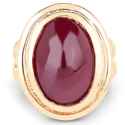 14K Rose Gold Plated 17.60 Carat Genuine Glass Filled Ruby .925 Sterling Silver Ring Bids.com