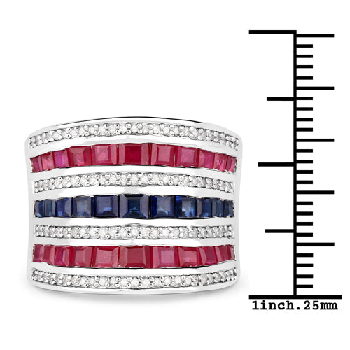 3.36 Carat Genuine Multi Stones .925 Sterling Silver Ring Bids.com