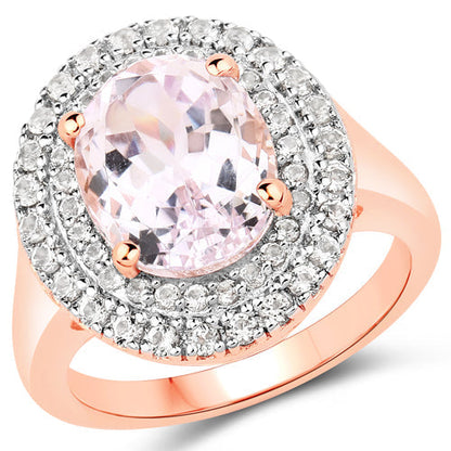 5.48 Carat Genuine Kunzite and White Topaz .925 Sterling Silver Ring Bids.com