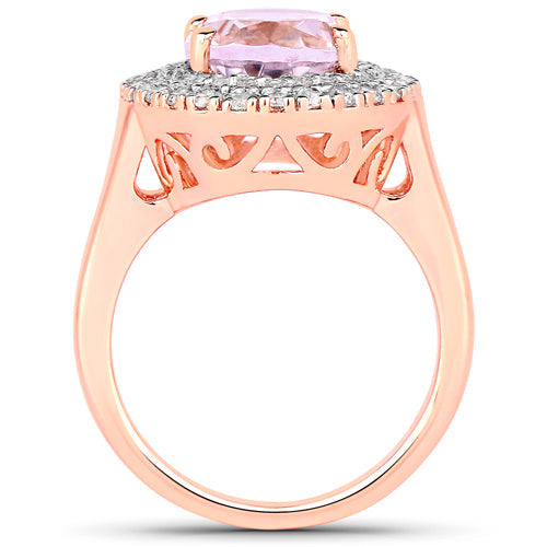 5.48 Carat Genuine Kunzite and White Topaz .925 Sterling Silver Ring Bids.com