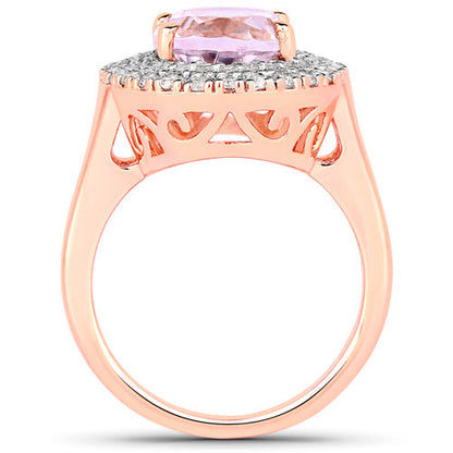 5.48 Carat Genuine Kunzite and White Topaz .925 Sterling Silver Ring Bids.com