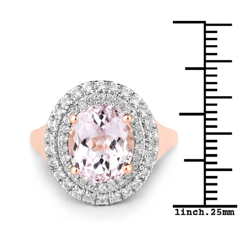 5.48 Carat Genuine Kunzite and White Topaz .925 Sterling Silver Ring Bids.com