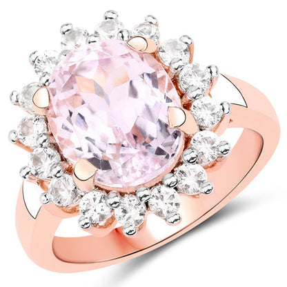 5.56 Carat Genuine Kunzite and White Topaz .925 Sterling Silver Ring Bids.com