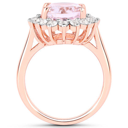 5.56 Carat Genuine Kunzite and White Topaz .925 Sterling Silver Ring Bids.com